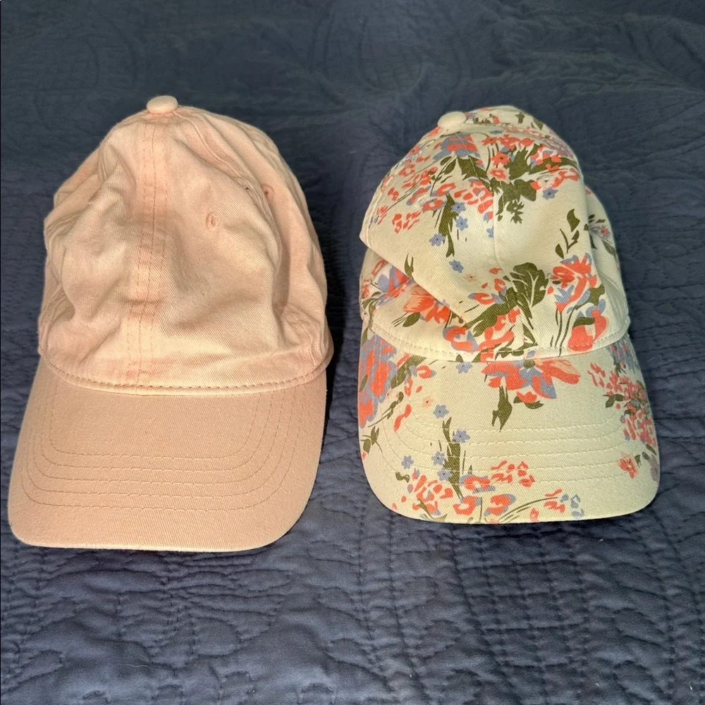 Kids Floral & Pink Baseball Caps - Pack of 2 - Picture 1 of 3